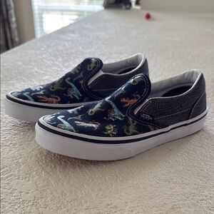 Vans Kids Slip-On Shoes - Black with Multicolor Dinosaurs